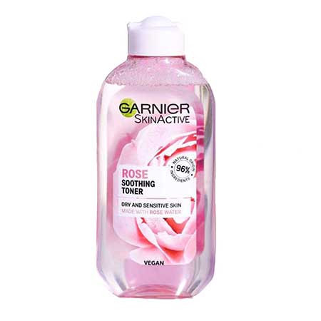 تونر صورت گارنیر حاوی عصاره گل رز مناسب پوست های خشک و حساس