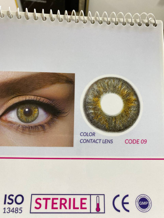 لنز چشم لئا شماره 09 رنگ سبز عسلی کهکشانی دور دار